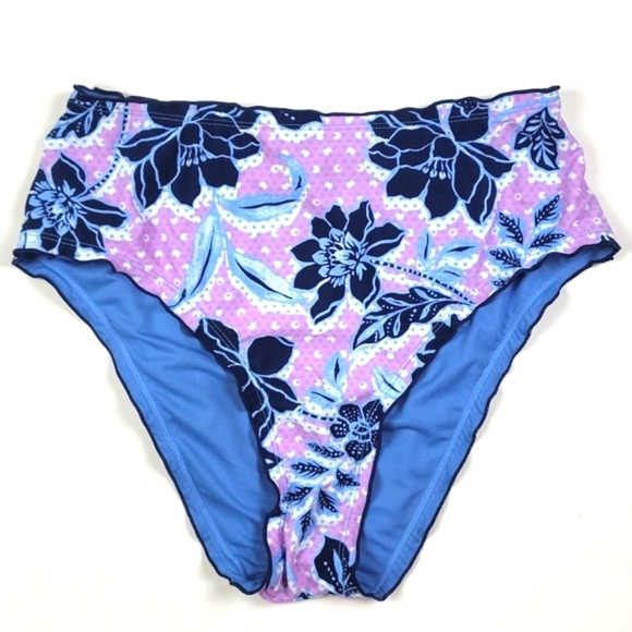 BCA by Rebecca Virtue Polka-Dot Floral Print High Waist Bikini Swimsuit Bottom - Picture 8 of 16